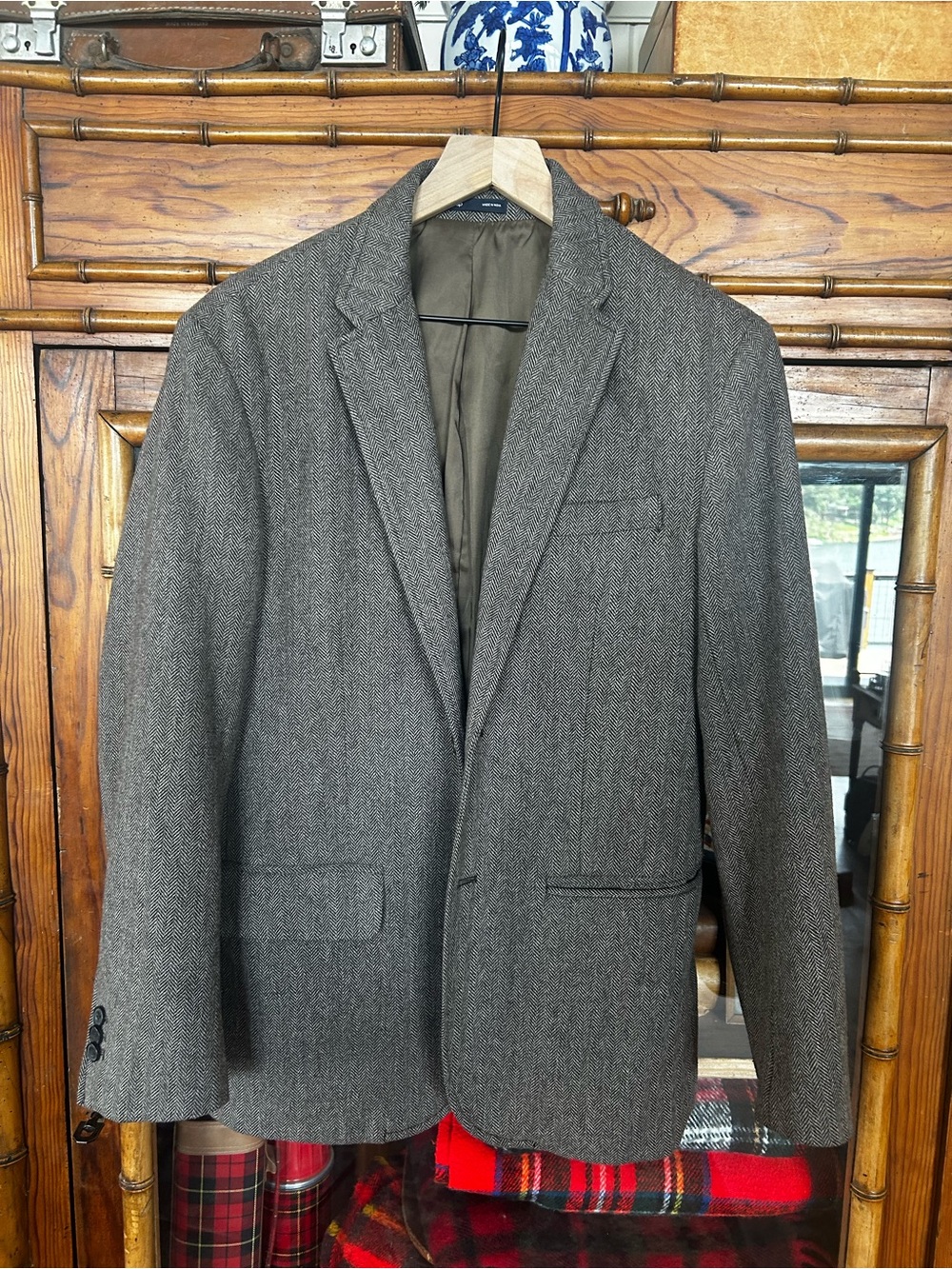 GAP Men's Gray-Brown Herringbone Sport Coat